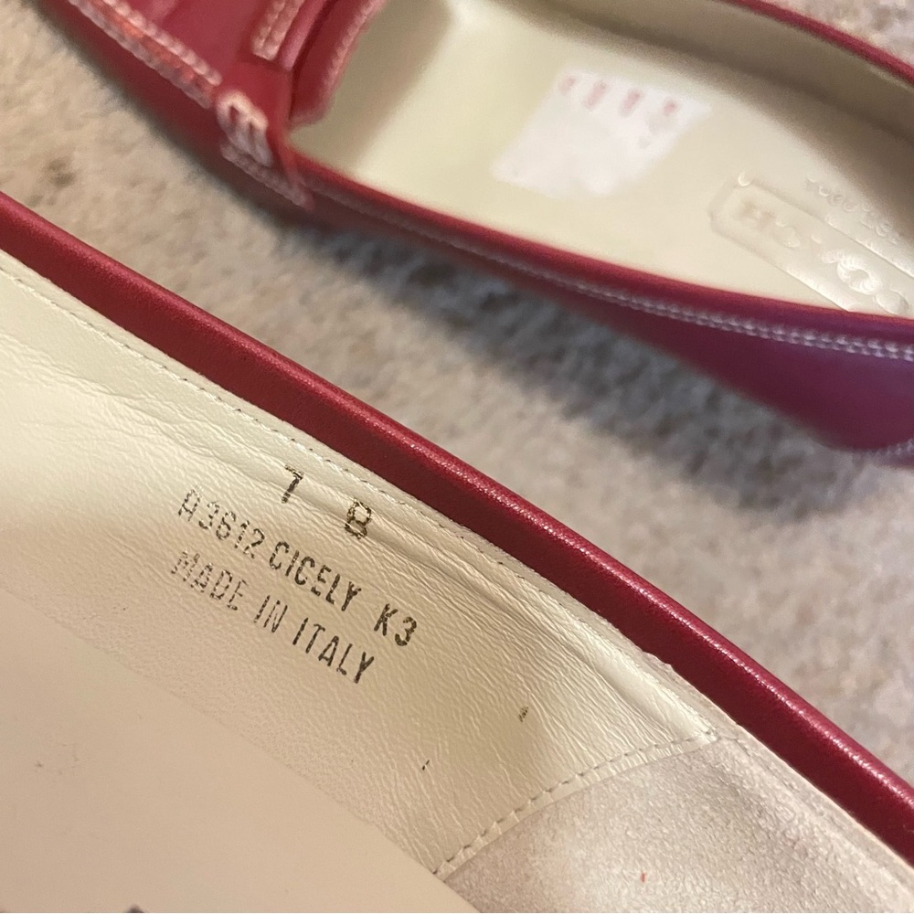 Coach Cicely Heel Loafers Womens Size 7 B Cherry Red Leather Stacked 2 3/4 Heel - Picture 6 of 6